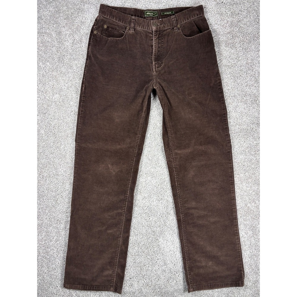 Eddie Bauer Natural Fit Corduroy Pants Women 10 Brown Straight Leg Casual